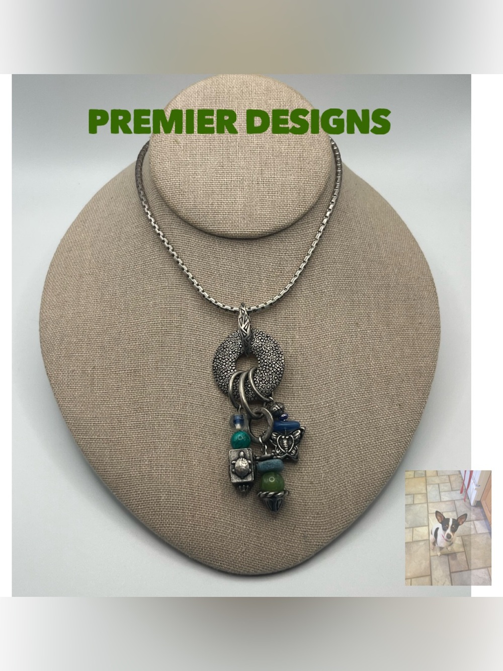 Premier Designs Silver Tone Necklace With Charms
